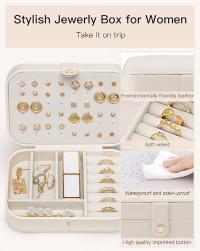 VLANDO Travel Jewelry Case for Women Girls, Gifts for Mother, PU Leather Small Jewelry Box for Rings, Necklaces, Bracelet...
