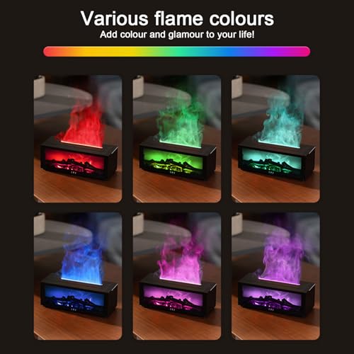 Essential Oil Diffuser, Fireplace Flame Aromatherapy Diffuser with 7 Colors Light, Oil Diffuser, Humidifier, Aroma Diffuse...