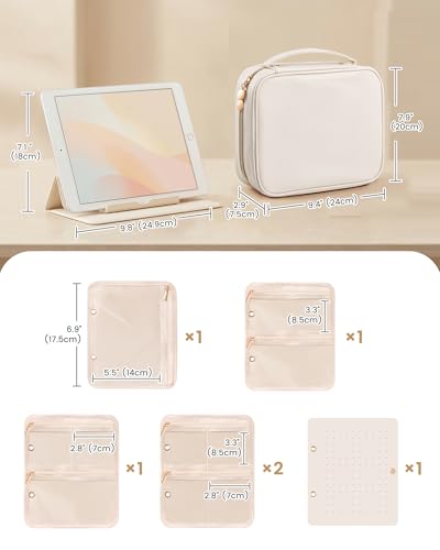 Lolalet Travel Jewelry Organizer Case, Large Jewelry Binder Book with Individual Pouches, Portable Leather Zippered Bag fo...