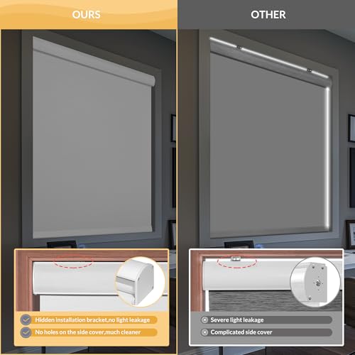 Boolegon Blackout Roller Shades for Windows,Cordless,Roller Blinds for Windows,Thermal Insulated Fabric UV Protection,Wind...
