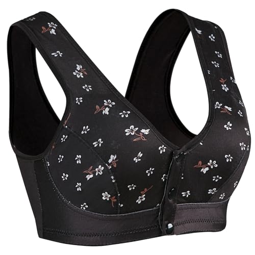 Front Button Bra Front Closure Everyday Sports Bras Convenient Snap Sleep Bra Women Comfort Wireless Cotton Bras for Women