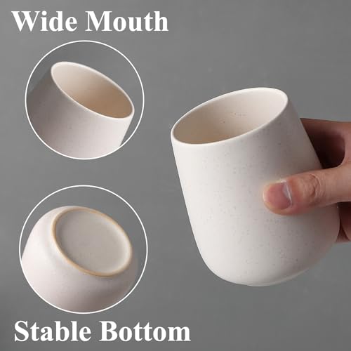 Beige Toothbrush Holder for Bathroom - Ceramic Tooth Brushing Holders, Toothbrush Cup, Toothpaste Organizer for Bathroom C...