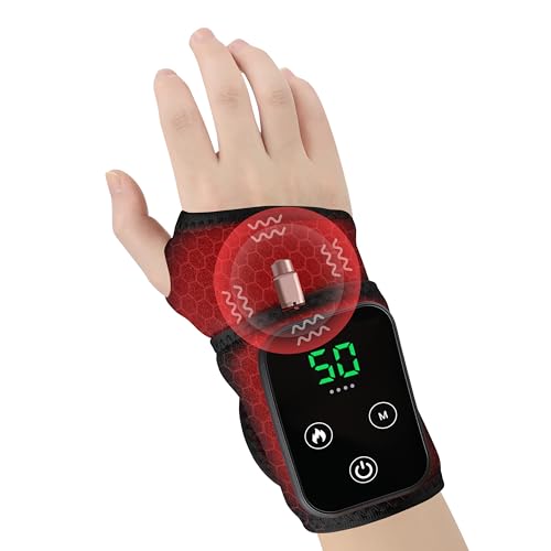 Cordless Wrist Heating Pad for Pain Relief - 5 Heat Levels & Vibration, 3000mAh Rechargeable Battery, 30min Auto-Off, Adju...