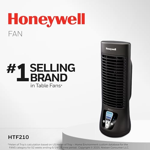 Honeywell QuietSet Personal Table Fan, Oscillating Personal Desk Fan with Quiet Operation, 4 Levels of Power and Sound, Bl...