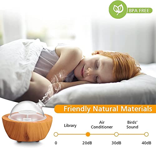 280ml Glass Essential Oil Diffuser Wood Grain Base Air Aroma Diffusers for Aromatherapy Cool Mist Humidifier with Safe Aut...
