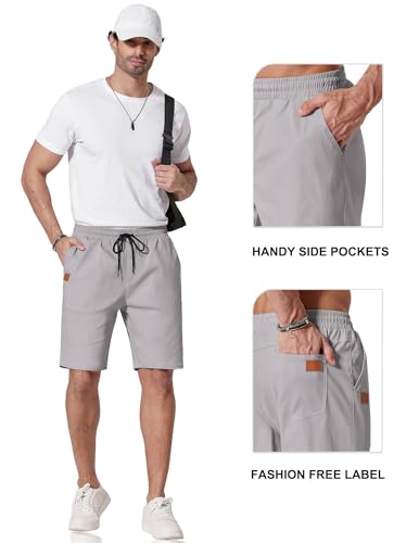 COOFANDY Mens Casual Shorts 9" Chino Cotton Shorts Summer Beach Drawstring Shorts with Pockets