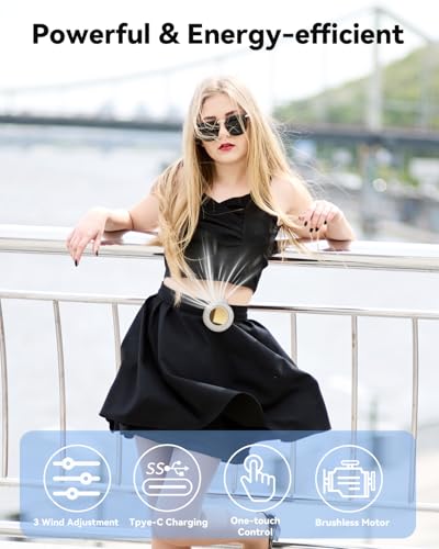 Portable Silent Mini Bladeless Fan Clip On, Small Fan Clip on for Shirt & Waist, Adjustable 3-Speed Suspended Whirlwind Fa...