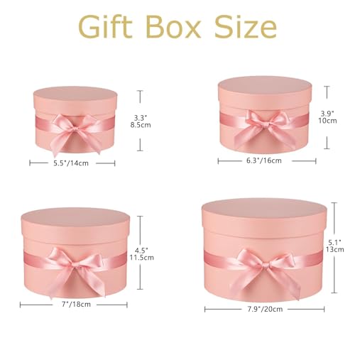 GnFlus Gift Boxes with Lids for Presents Set of 4 for Arrangements Flowers Wedding Birthday Valentines Bridesmaid Christma...