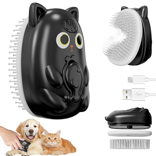 3 in 1 Cat Steam Brush for Shedding, Pet Steam brush for Dog & Cat Shedding & Grooming, for Long & Short Haired Pets, Spri...