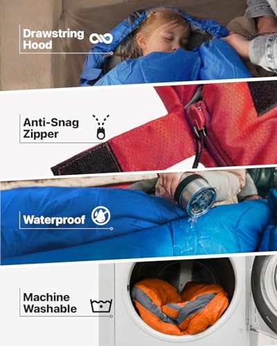 MalloMe Sleeping Bags for Adults Cold Weather & Warm - Backpacking Camping Sleeping Bag for Kids 10-12, Girls, Boys - Ligh...