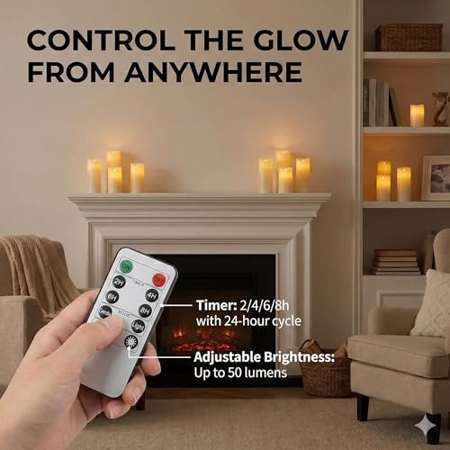 Enido Flameless Candles Led Candles Pack of 12 Battery Candles (D2.15'' x H4''5''6'') Waterproof Outdoor Indoor Candles wi...