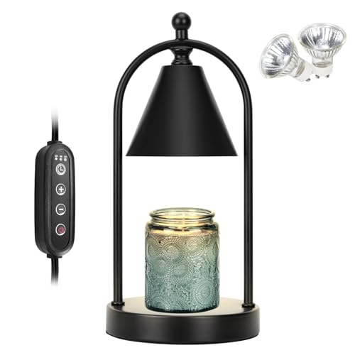 Soilsiu Candle Warmer Lamp with Timer, Electric Black Candle Warming Light for Bedroom, Dimmable Wax Melts Warmer for Home...