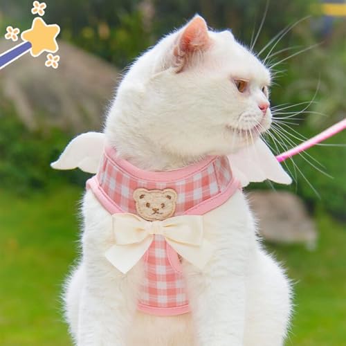 Dog Harness and Leash Set with Angle Wings,Pet Adjustable Mesh Vest Harness with Wings and Bow for Small Medium Dogs Cats_...
