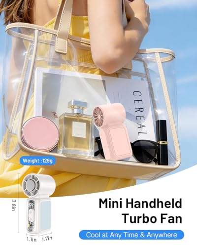 W & O Portable Handheld Fan with Semiconductor Cooling,Speed (1-199) Personal Turbo Mini Fan 4300mAh Rechargeable,Powerful...