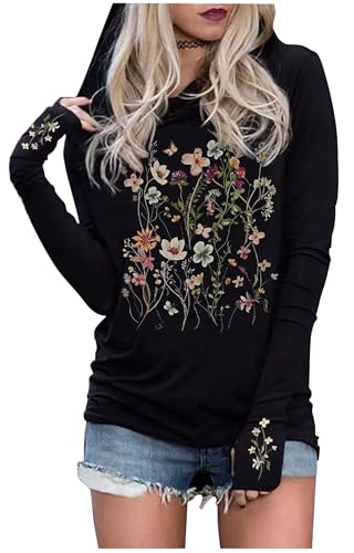 CHUNTIANRAN Hoodies Shirts for Women Early Fall Long Sleeve Tops Vintage Graphic Outfits Tops Fashion Pullover Tees 2025