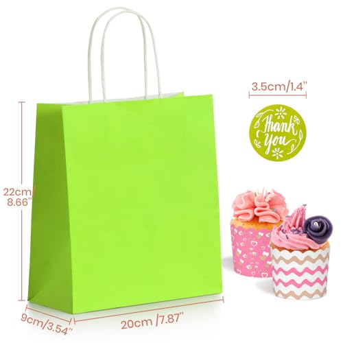 Parmedu Small Paper Gift Bags with Handles - 30 Pack 8.7"x3.5"x7.9" Colorful Party Favor Bags Bulk, Gift Bags for Christma...