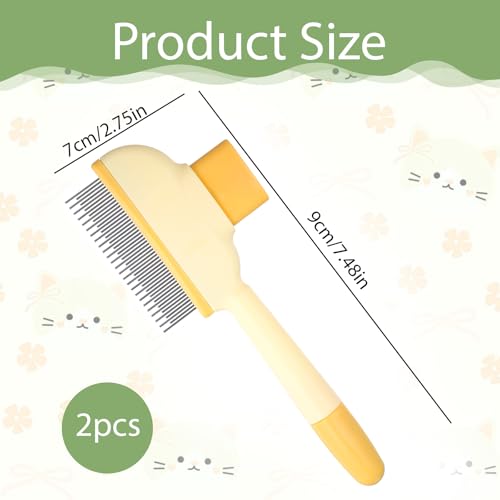 2 Pack Self-Cleaning Pet Comb for Dogs & Cats, Reusable Cat Grooming Brush Dog Shedding Brush Pet Hair Brushes Cats Fur Co...