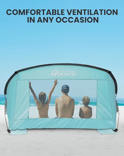 OutdoorMaster Updated Beach Tent for 3-4 Person - Easy Setup and Portable Beach Shade Sun Shelter Canopy with UPF 50+ UV P...