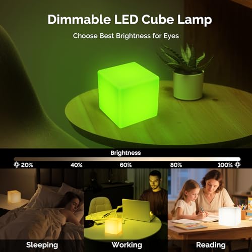 LOFTEK 4-inch LED Cube Lights: RGB 16 Colors Tesseract Cube, Cosmic LED Mood Lamp with Remote Control, IP65 Waterproof Rec...