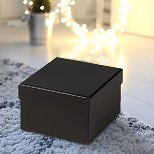 Oairse Small Gift Boxes with Lids Nesting Black Gift Boxes for Presents Set of 4 Present Boxes for Flower Arrangements Pap...