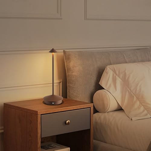 2 Pack Aluminum Cordless Table Lamp, 6000mAh Rechargeable Table Lamps, Portable Touch LED Lamp, Outdoor Waterproof Dimmabl...