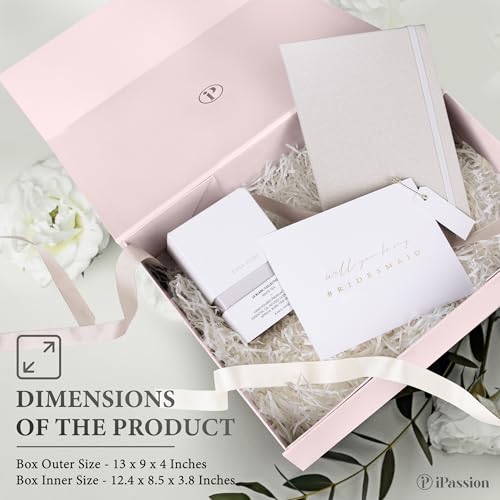 iPassion Gift Box Set - Bridesmaids Gifts for Wedding (3 Pack - Blush Pink), All Occasions, Bridesmaid Proposal, Magnetic ...