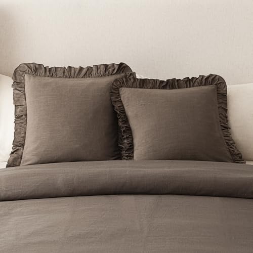 Foindtower Set of 2 Decorative Soild Fringe Ruffle Throw Pillow Covers Soft Boho Farmhouse Cushion Cover Cozy Accent Retro...