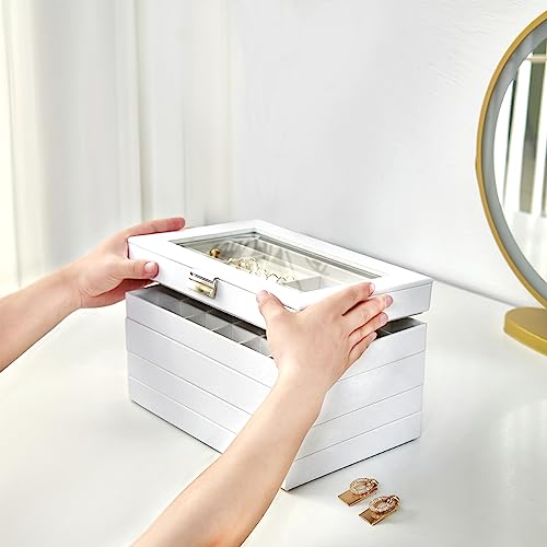 ProCase 5 Layers Stackable Jewelry Tray Box, Stackers Jewelry Trays for Dresser Drawer Storage, Jewelry Organizer Case wit...