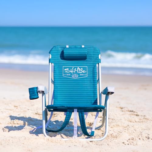 Salt Life Marina 5-Position Backpack Beach Chair (Boardwalk Stripe, Pack of 2)