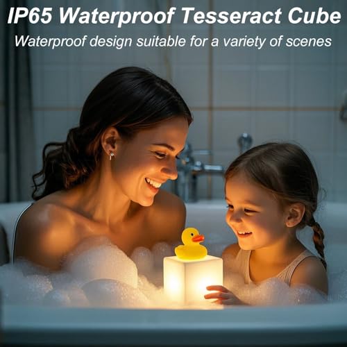 4-inch Dimmable LED Cube Night Light for Kid, 16 RGB Color 4 Lighting Effect & 8 Level Dimming Tesseract Cosmic Cube w/Rem...