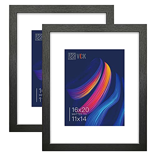 VCK 16x20 Picture Frame Set of 2 Display Pictures 11x14 with Mat or 16x20 Without Mat, Wall Gallery Poster Frames,Horizont...