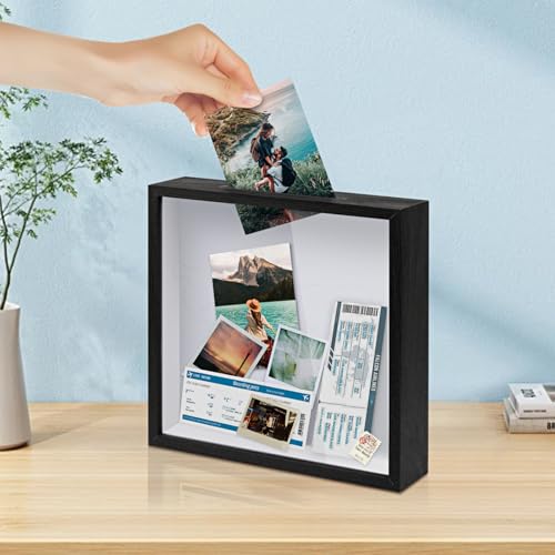 ZEEYUAN Adventure Archive Box 12x12inch Adventure Box for Travel Life in a Box Memories Shadow Box with Slot, Top Loading ...