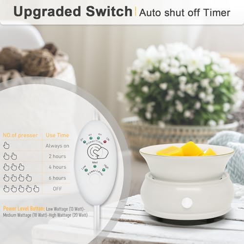 Wax Melter Candle Warmer with Timer - Ceramic Electric Scented Wax Melts Warmer 4-in-1 Candle Burner Melter Timer Adjust F...