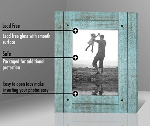 Americanflat 5x7 Picture Frame with Polished, Crystal Clear Glass - Hampton Collection - Distressed Wood Picture Frames fo...