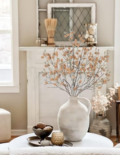 GnFlus 3Pcs Artificial Cotton Branches Fake Flowers for Spring Winter Indoor Boho Decoration,Faux Long Stem Artificial Flo...