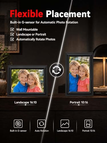 SAMMIX Digital Picture Frame 10.1 Inch WiFi Digital Photo Frame Electronic, IPS Touch Screen, 16GB, Tabletop&Wall-Mounted,...