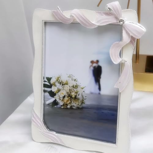 IELEPHONIX Elegant Butterfly Bow Ribbon-Shaped Metal Photo Frame, 3.5 * 5 in 5 * 7in,Decorative Ornate Display for Chrishe...
