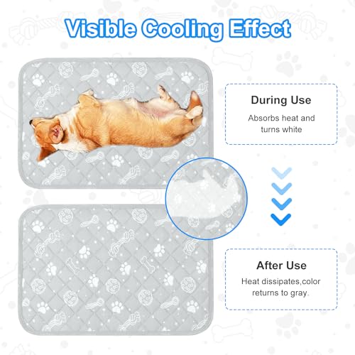 MH MYLUNE HOME Dog/Cat Cooling Mat, Cool-Chill Cooling Fiber & Endothermic Color Changing Pet Mat, 20'x30', Foldable & Was...