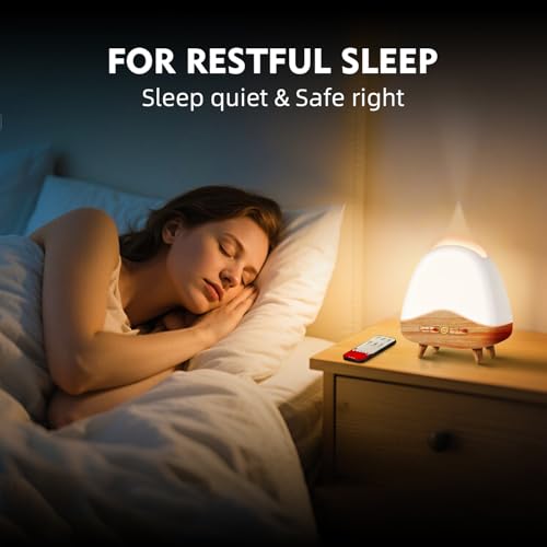 Night Light Essential Oil Diffuser with Flame, 300ML Ultrasonic Aroma Diffuser, 7 Color Lights with Remote Control, Cool M...