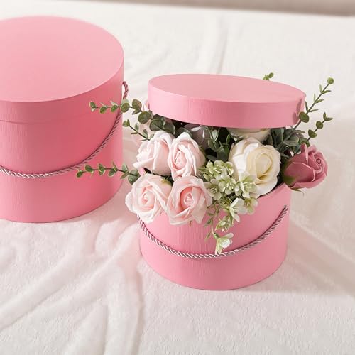 Soul & Lane Round Flower Boxes with Lids: Set of 3 Large Gift Boxes for Flowers and Bouquets, Cardboard Cylinder Gift Box ...