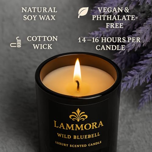 Lammora Aromatherapy Candle Gift Set – 3 Scented Candles (English Pear & Freesia, Sage & Sea Salt, Bluebell) – Natural Soy...