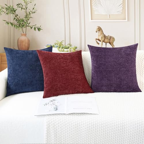 CaliTime Throw Pillow Covers Decorative 18 X 18 Inches Pack of 2 Cozy Chenille Cushion Cases for Couch Sofa Bed Living Roo...
