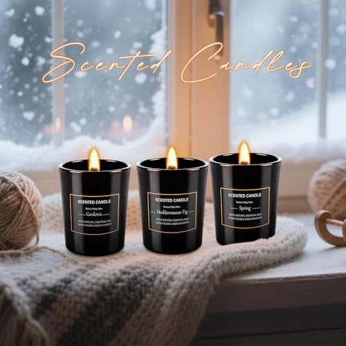 12 Pack Scented Black Candles Gift Set, Natural Soy Wax Aromatherapy Candles for Home, 12 Fragrances, Perfect for Stress R...