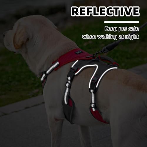 PUPTECK Escape Proof Dog Harness and Leash Set Upgraded No Pull Reflective Dog Vest with Lift Handle, Easy Control Pet Har...