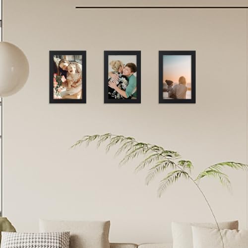 Memory Island 4x6 Photo Frames for Wall and Tabletop Display, 4 by 6 Black Picture Frames with HD Plexiglass, Set of 15