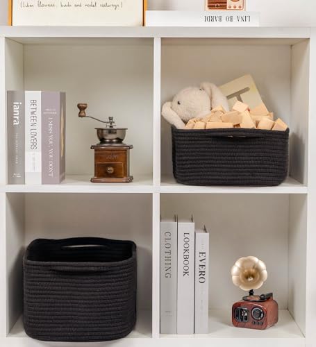 CubesLand Cute and Durable Small Cotton Rope Basket for Organizing, Woven Closet Storage Bin,Shelves Closet Storage Baske...