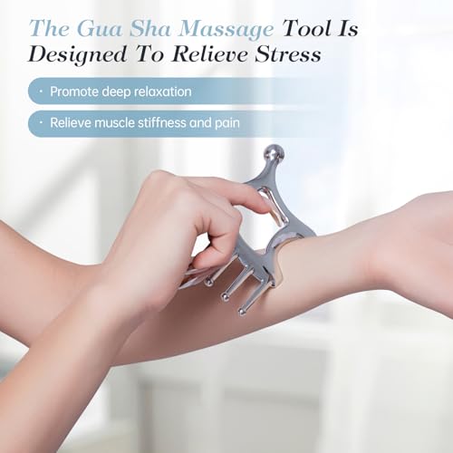 Gua Sha Tool with Handle,5in1 Scalp Massage Tool for Head&Face&Body, Protable Scalp Comb Guasha for Deep Relaxation and Re...