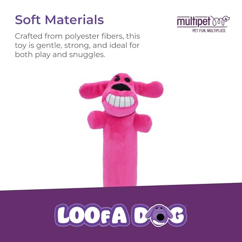 Multipet Original Loofa Dog Plush Toy - Squeaky Toy for All Dogs - Extra Soft Plush - Stuffed Animal Dog Toys for Playing...