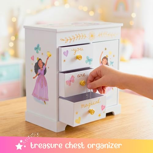 Giggle & Honey® Princess Musical Jewelry Box for Girls Kids Music Box with Drawers, Fairytale Gifts for Girls Birthday, Pr...