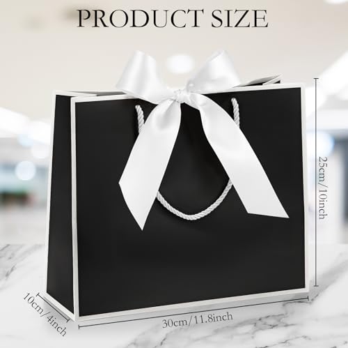 Silkfly 12 Pcs Thank You Gift Bags with Handle 12x10x4'' Welcome Elegant Gifts Bag with Bow Ribbon for Mother's Day Weddin...